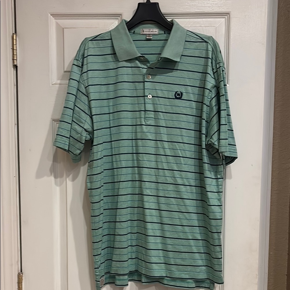 Men's Green Striped Polo Shirt